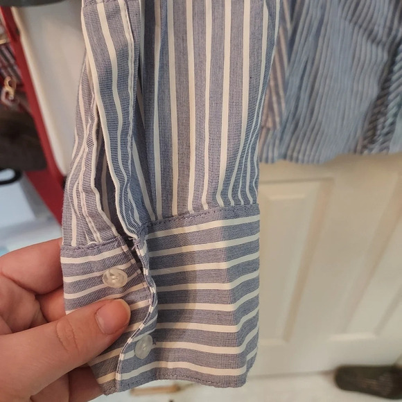 Lane Bryant Striped Embellished Collar Button Up Long Sleeve Blouse in Size 24 - Picture 10 of 11